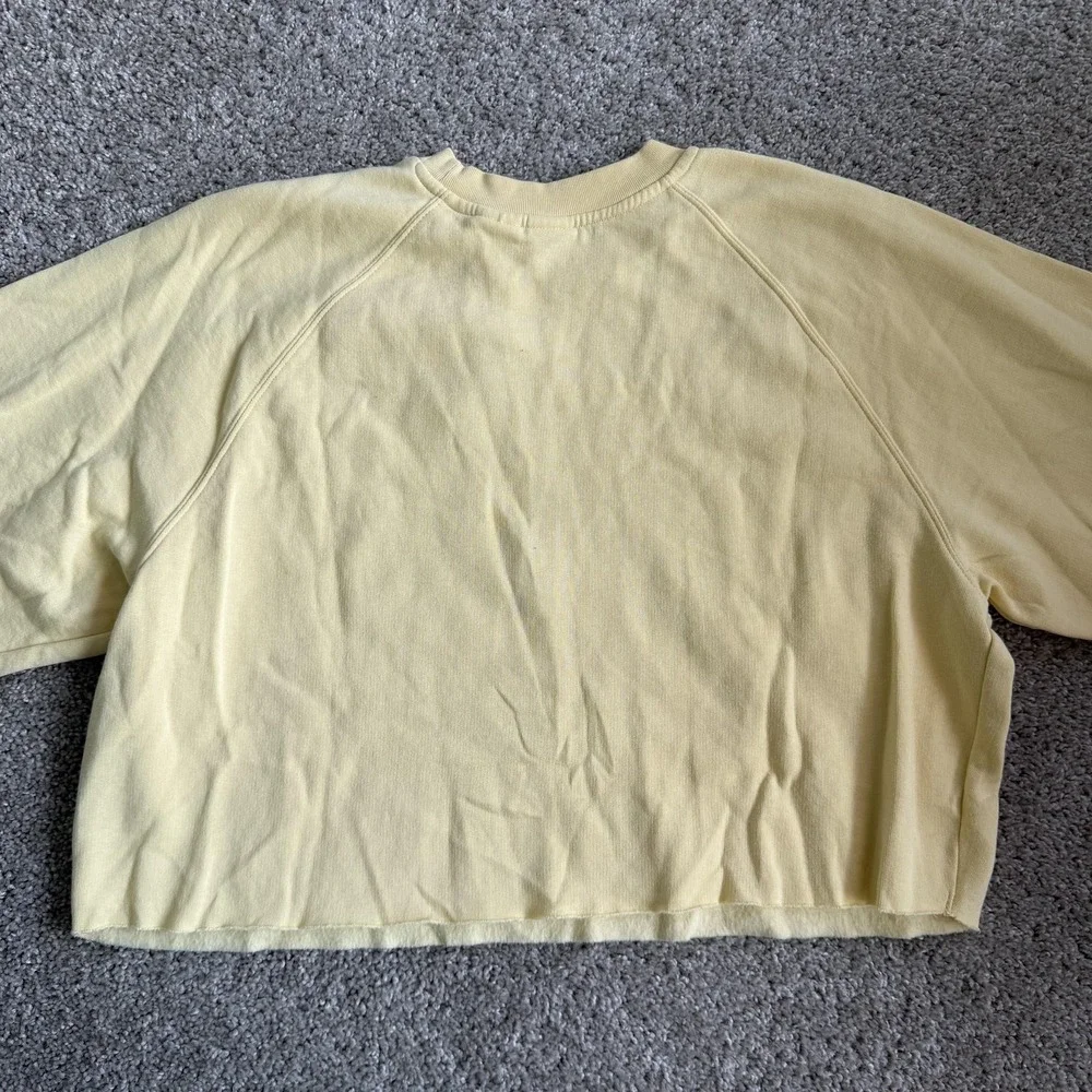 Levi's Sweatshirt Mens Large Yellow Fleece Cropped Crewneck Pullover Logo